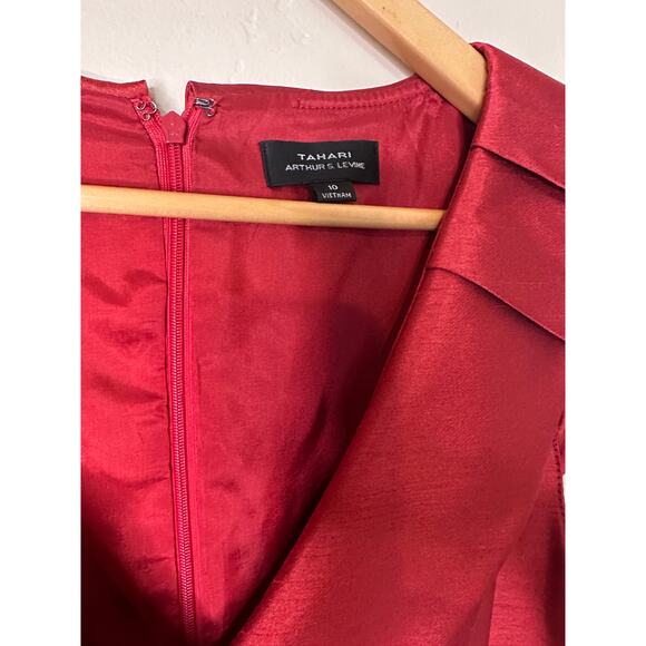NEW Tahari ASL Crushed Taffeta Red Holiday Cocktail Midi Dress 10 NWT - Picture 3 of 7
